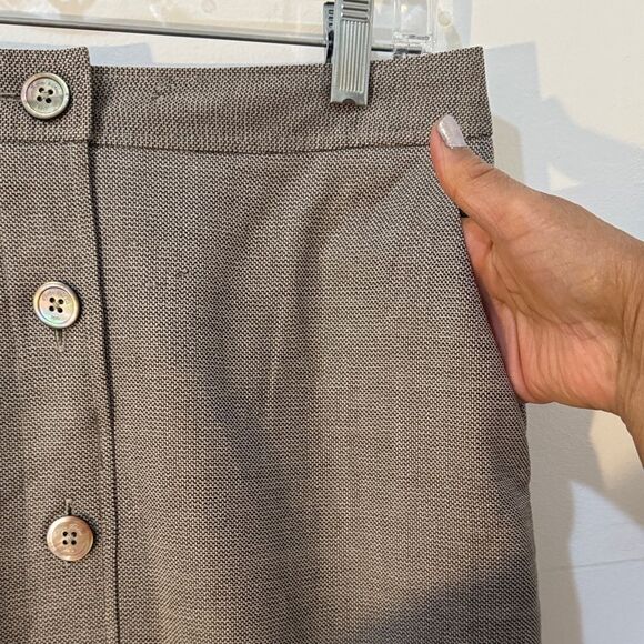 Loro Piana Brown Button-Front Pencil Skirt Size 6 US - Picture 3 of 11